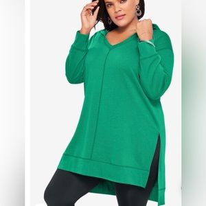 Woman Within plus size Tropical Emerald Tunic hoodie 2X